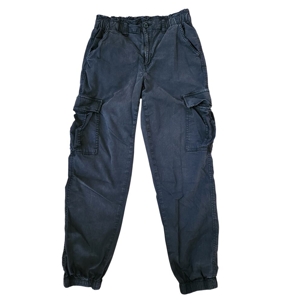American Eagle Size 6 black cargo Pants High Rise Elastic Ankle